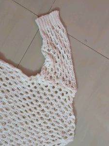 Beautiful White Woolen Net Top