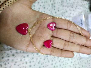 Pink Heart Locket With Studs