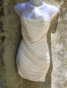 White Ruched Bodycon Dress
