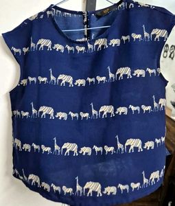 Blue Animal Print Top
