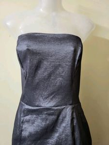 Elegant Gray Strapless Formal Dress