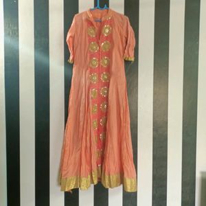 Cotton Gown With Shiffon Dupatta