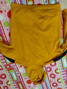 Mustard Hoodie with Black Stripes