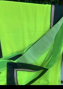 Elegant Neon Green Saree, Black Border