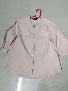 Pink 3/4 Sleeve Button-Down