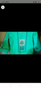 combo of silk blouse and green kurti