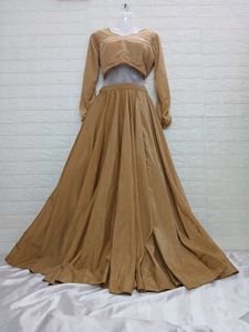 Khaki Full Sleeves Lehenga Choli