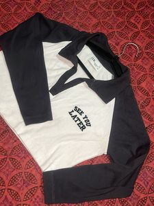 Grey &amp; White Long Sleeve Top