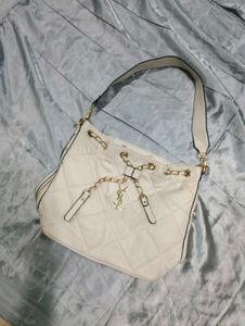 YSL White Quilted Handbag