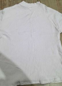 White Ribbed Knit Top