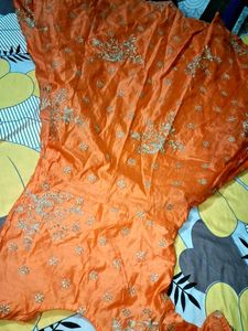 Orange Embroidered Kurta Set