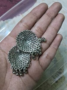Oxidized Silver Jhumkas
