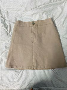 Beige Mini Skirt With Elastic Support