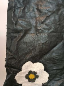 Black Faux Leather Overalls Dress