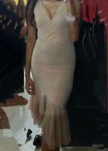 Fit And Flare Bodycon Nude Partywear