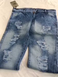 Ripped Blue Denim Jeans