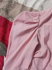 Pink Puff Sleeve Bow Crop Top