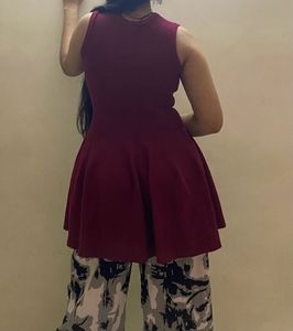 Maroon Flared Dress