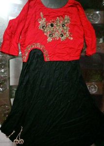 Red & Black Embellished Gown