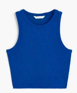 Blue Ribbed Tank Top