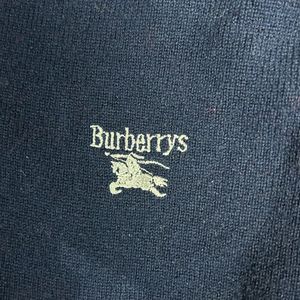 Burberrys Navy V-Neck Sweater