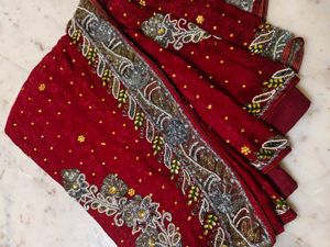 Beautiful 😍 Red ♥️ Work Saree