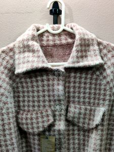 Imported women&#39;s houndstooth tweed jacket/sweater