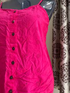 Pink Cotton Spaghetti Top