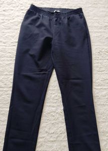 Navy Blue Elastic Waist Pants