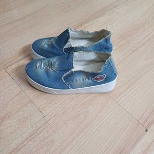 Korean Platform Distressed Denim shoes for ladies