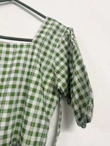 Green Gingham Tiered Dress