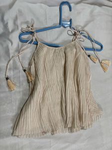 Cute Beige Tassel Top