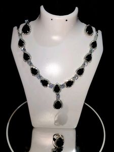 Glass Stone Necklace With Earring & Ring