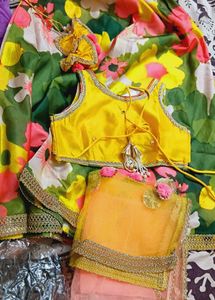 Yellow Embellished Floral Kids Lehenga 4 To 5 Yrs