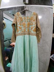 Elegant Mint &amp; Gold Embellished Dress