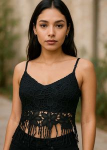 Crochet Lace Fringe Crop Top