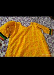 L-xl size Yellow Printed Salwar Suit Set