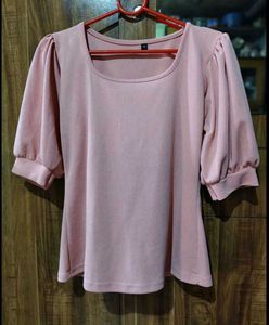 New Cute Pink Puff Sleeve Top