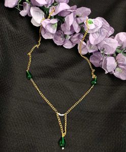 Handmade Gold &amp; Emerald Green Beaded Necklace