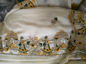 Off White Embroidery Saree