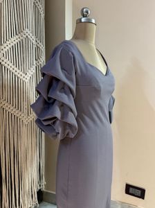 Pretty Puff Sleeves Slit Dress
