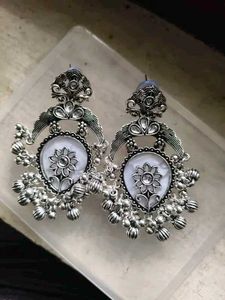 Silver Tone Floral Drop Earrings
