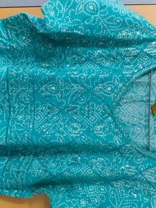 Sky Blue Printed Kurti With Dupatta