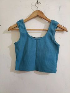 Teal Blue Ribbed Top