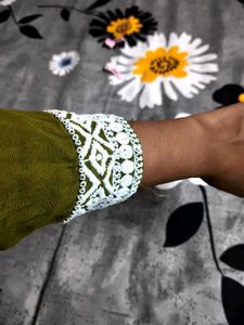 Green Embroidered Kurta