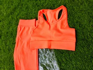 Orange Colored Active Wear Set