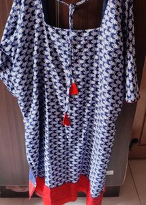 Blue Printed Kurta With Pant