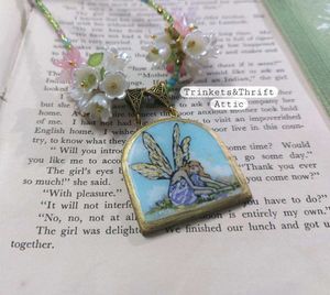 Forest Fairy Clay Pendant Floral Beaded Necklace
