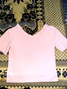 Pink V-Neck Crop Top