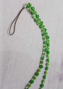 Green Beaded Flower Phone Cord